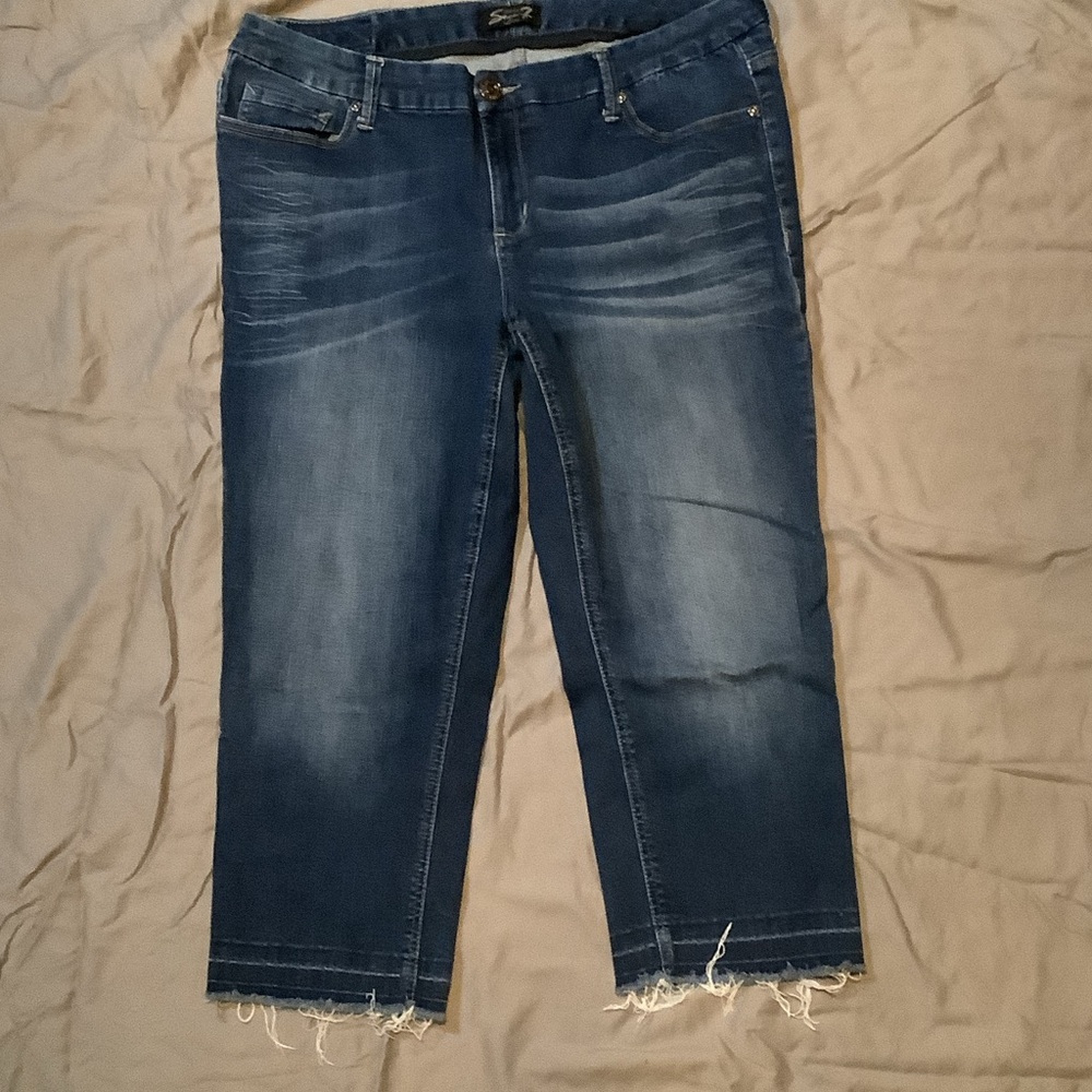 Seven7 Dark Blue Ankle Jeans